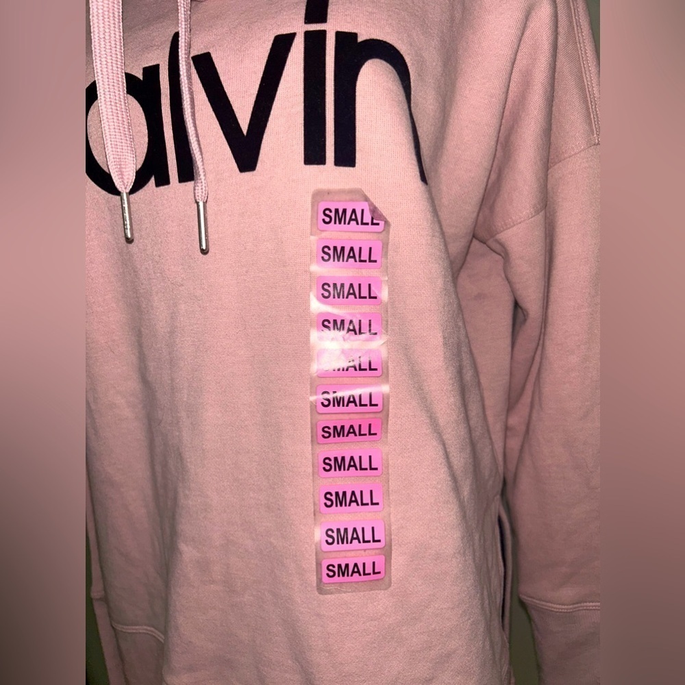 Calvin Klein Cowl Velvet Logo Blush Pink Light Weight Pullover S Mock Neck - Picture 6 of 9